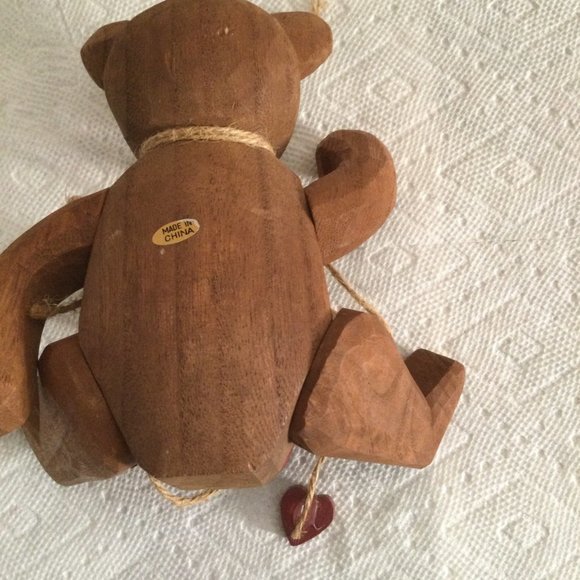 wooden bear ornament figurine hanging decor made in China - Picture 9 of 9